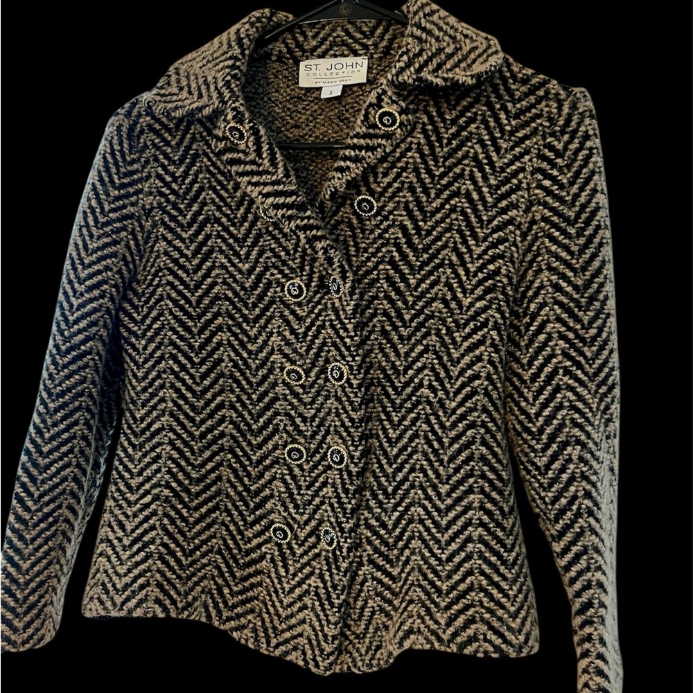 St John Chevron Patterned Double-Breasted Jacket - image 2
